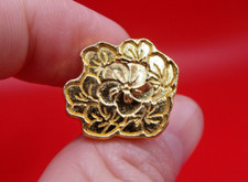 Modern Goldtone Metal Wood Wreath of Flowers Sealing Wax Stamp Seal