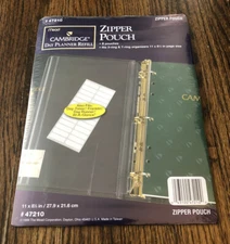 Mead #47210 Zipper Pouch 8 1/2 x 11, fits 3 & 7 ring- 2 pouches per pack