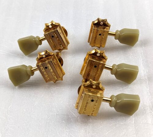GIBSON Deluxe Vintage Gold Tuning Machines w/Pearloid Buttons (Set of 5) - Afbeelding 1 van 3