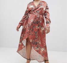 Club L plus floral long sleeve wrap maxi dress Size Uk 20 RRP £62