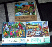 Master Pieces Jigsaw Puzzle Lot Of 3 SONGBIRD COLLAGE, CITY LIVING TIME AWAY