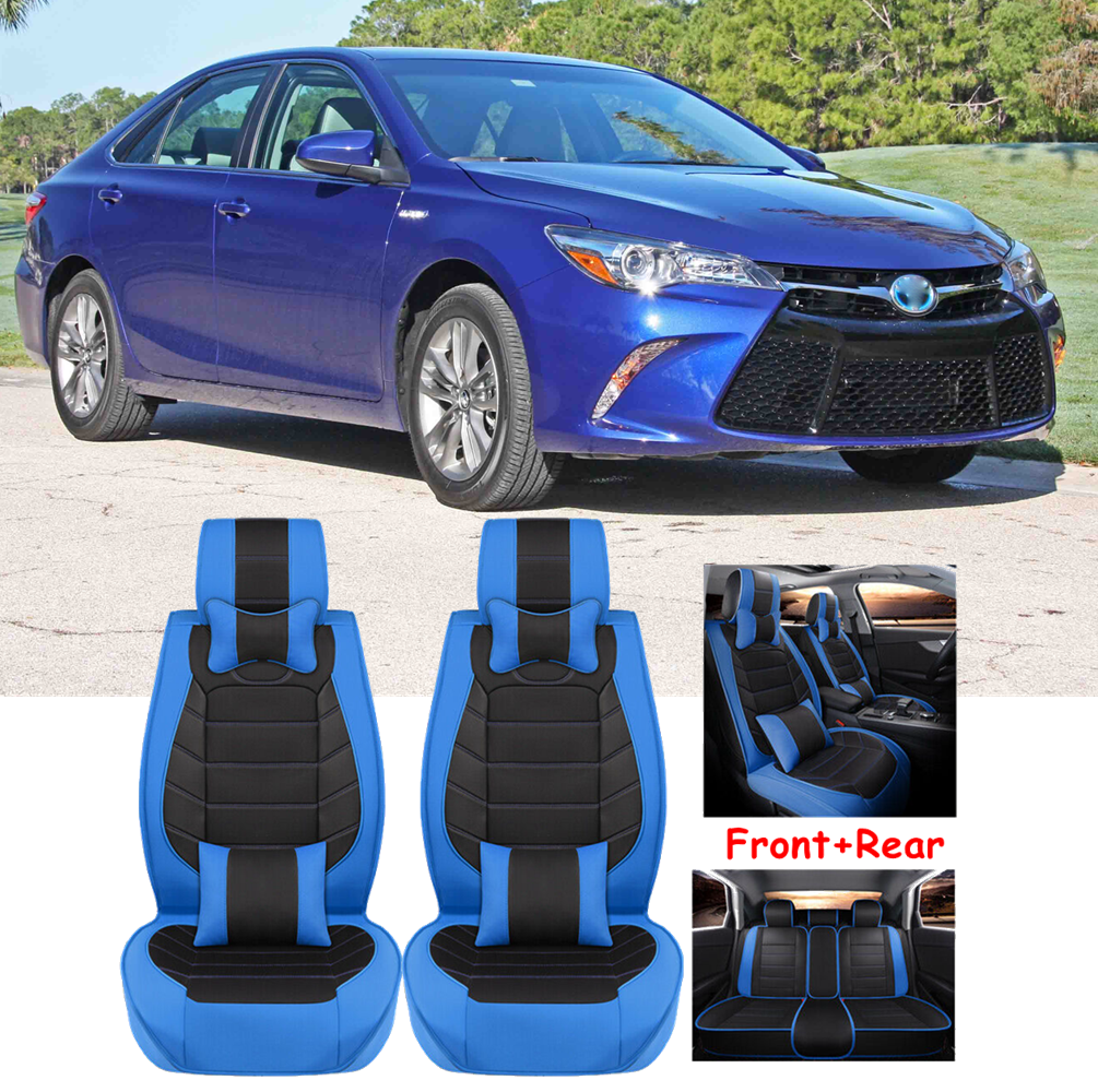 PU Leather Car Seat Cover 5-Seats Full Set Front Rear Cushion For Toyota Camry