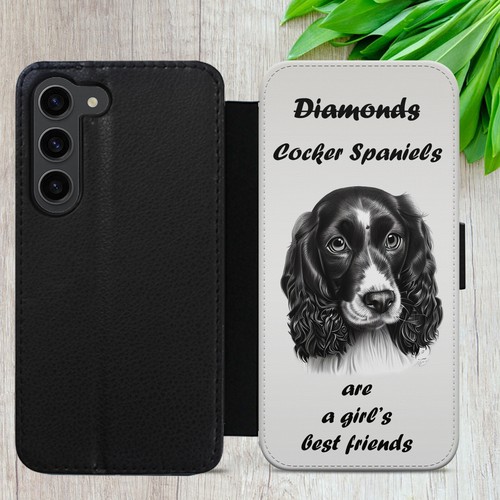 COCKER SPANIEL DOG PAWS FLIP WALLET PHONE CASE COVER FOR IPHONE SAMSUNG GOOGLE - Picture 24 of 36