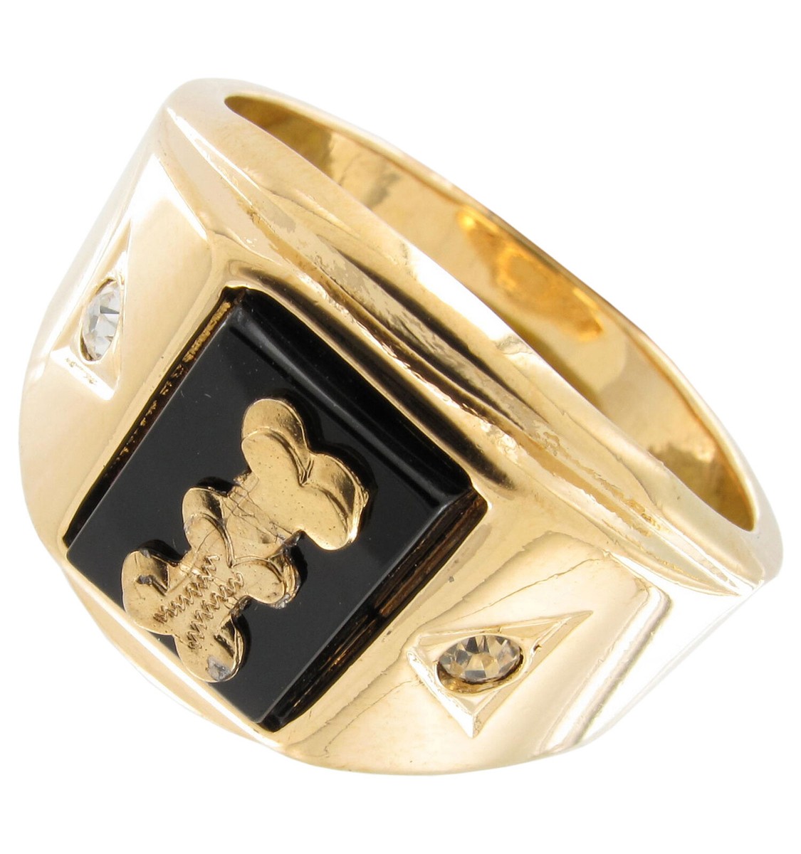 Black Onyx Initial Signet Gold Ge 
