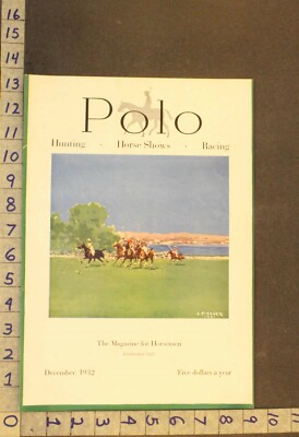 1932 EQUESTRIAN POLO SPORT TEAM MALLET FIELD C F BAUER ILLUSTRATOR COVER COV619