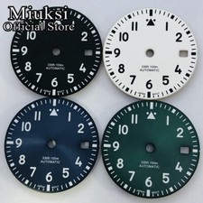 Miuksi 29mm black white blue green watch dial fit NH35 ETA 2824 2836 Miyota8215 