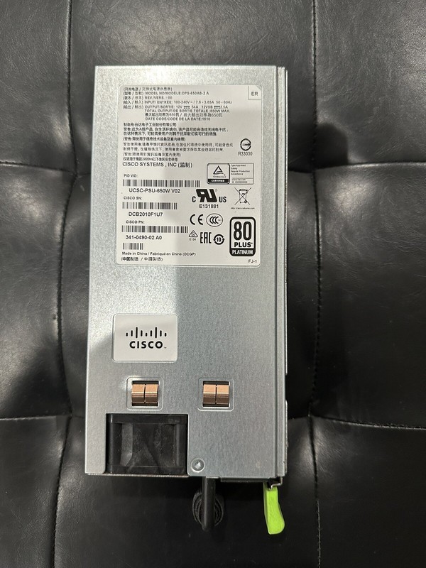 (4)Cisco DPS-650AB-2 A 650W Server Power Supply 341-0490-02 A0 UCSC-PSU-650W V02
