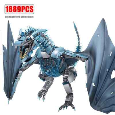 1889 Stck. Riesiges eisblaues und weißer Drache Modellbausteine Set - VERPACKT