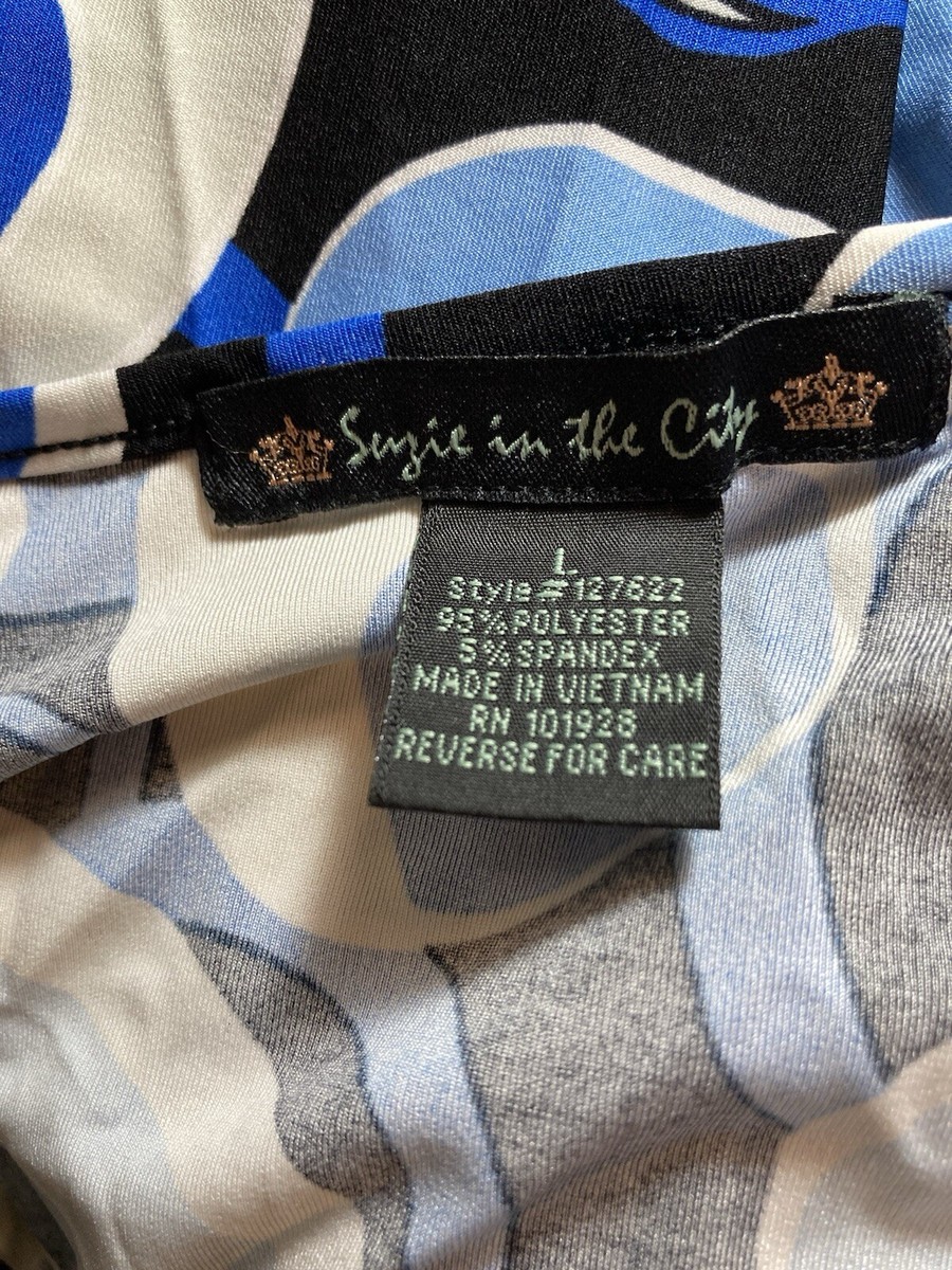 Suzie In the city multicolored stretch blouse women's large | eBay