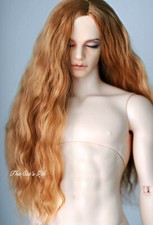 1/6 6-7" 15-17cm Bjd Doll Long Wig Light Hair Golden Auburn Curly Flaxen Amber 