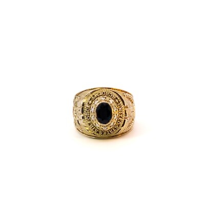 Men's Ring, Signet Ring with Diamonds and Sapphire, Yellow Gold 585 14KT, Size 50