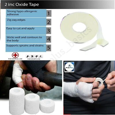 Zinc Oxide White Tape Roll | Medical Injury Fitness Strapping Sports Binding - Image 1 of 3