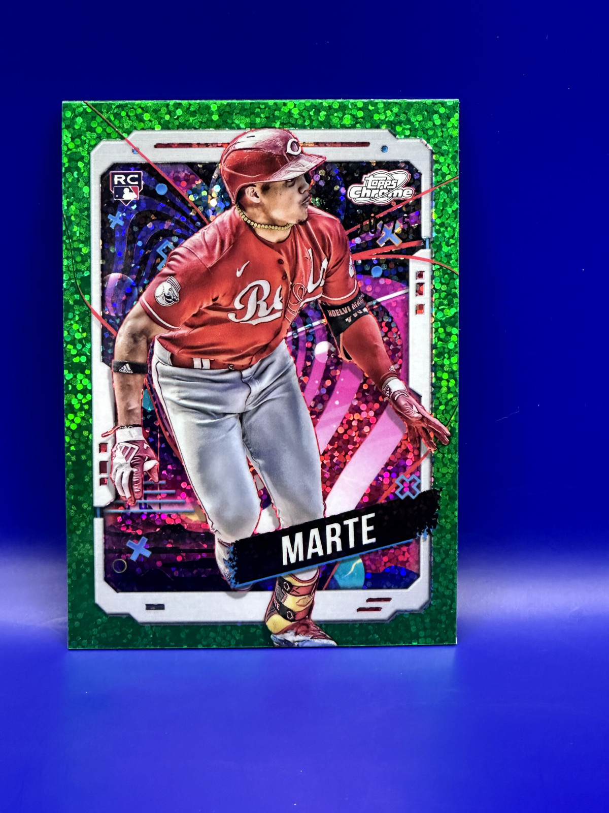 Noelvi Marte RC 2024 Topps Cosmic Chrome Green Star Dust 70/75 Cincinnatti Reds