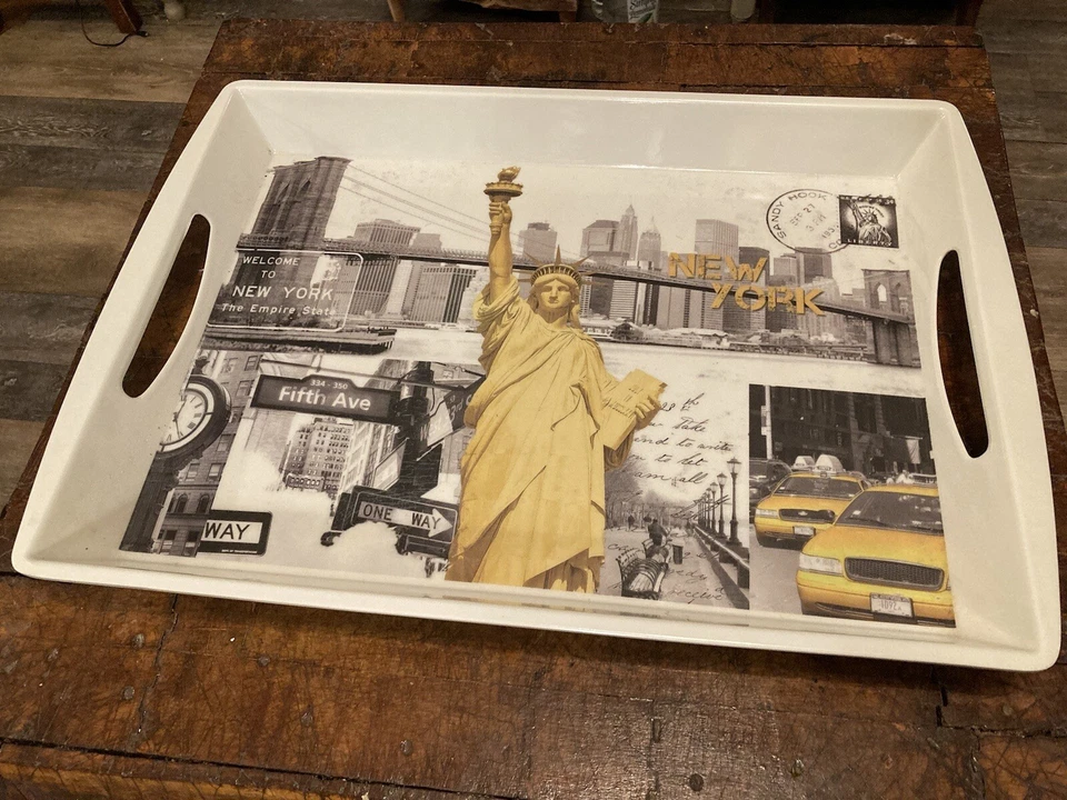 Home Essentials Serving Tray NY City Sandy Hook, Empire State, Statue Of Liberty - Image 2 of 4