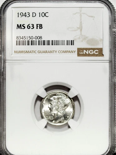 1943 D NGC MS 63 FB Mercury Silver Dime ☆☆ Great For Sets ☆☆ 008