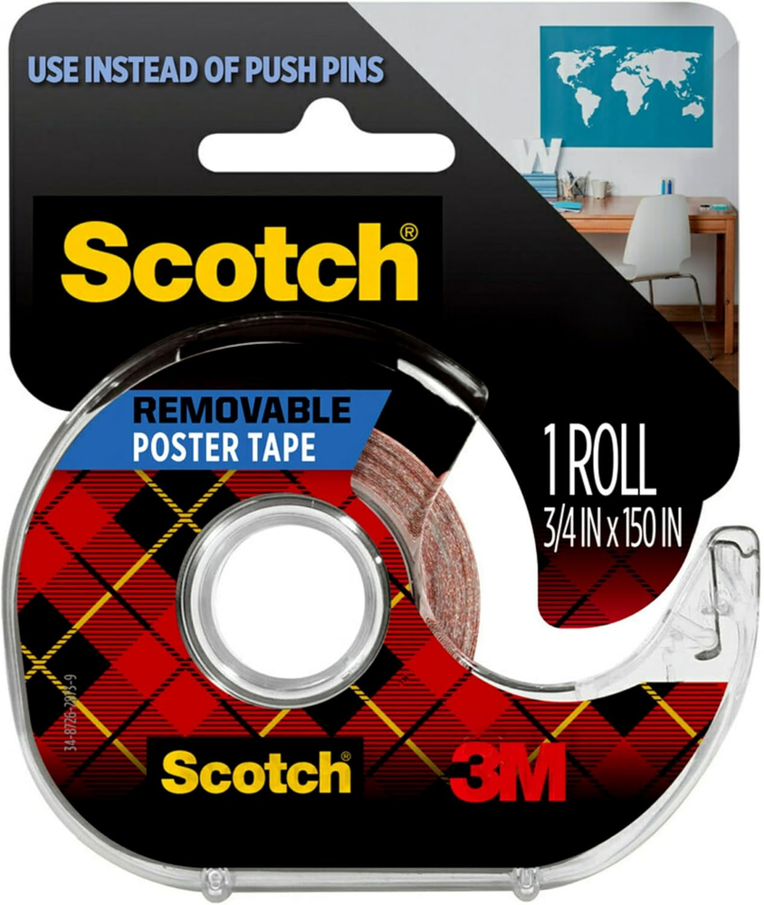 -Mount Removable Poster Tape, 3/4