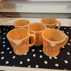 Vintage Anchor Hocking Fire King Oven Ware Peach Lustre D Handle Mug Set Of 5