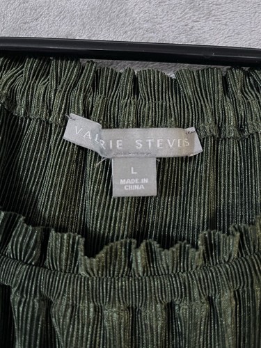 Valerie Stevens Bell Sleeve Blouse Green Womens Size Large Top Flowy - Picture 3 of 7