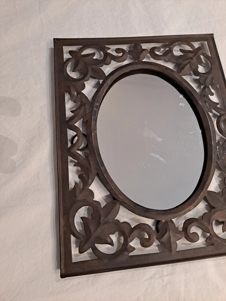 VTG Rustic Frame Oval Mirror(11.5x14.5 In Frame) See Scratch - Image 2 of 4