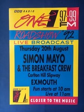 BBC Radio 1 Roadshow RARE 1992 Tour Poster LARGE17"x24"Simon Mayo Exmouth