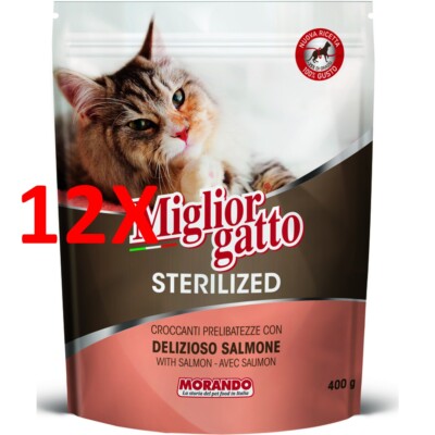 12 X Best Cat Sterilised Kibble Delicious Salmon Pouch 400 Gr.