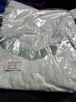 Mint Green Ladies Knit SS GOWN NIP 1X