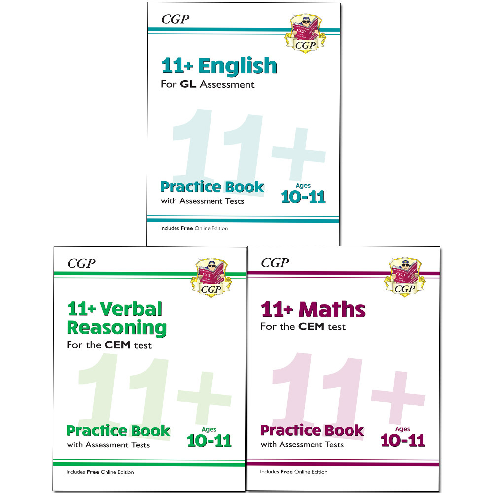 Maths verbal reasoning 11+ English Practice Book by CGP Books 3 Books Collection