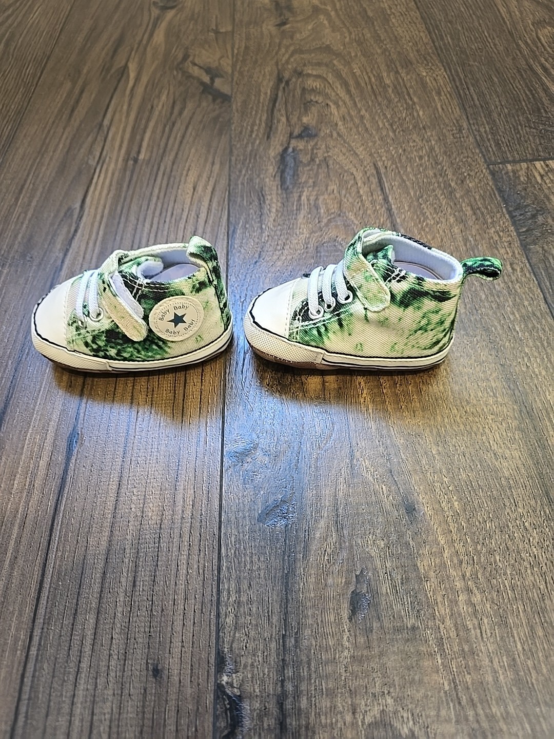 PONY Scarpe culla bambino suola morbida taglia 1 bianco verde sneakers tinta unita