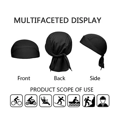 Paquete de 3 gorras calaveras envolventes para la cabeza de motocicleta Durag Du-rag gorro pañuelo de ciclismo Foto 2 de 4