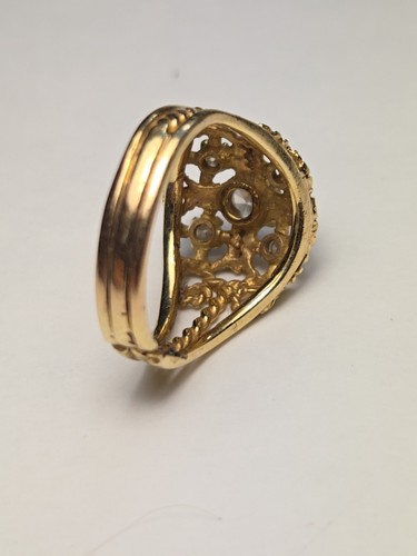 Size 5 3/4 Beautiful Natural Diamond Ring 14k Gold Tested, Ready To Size Or Weld - Picture 2 of 15