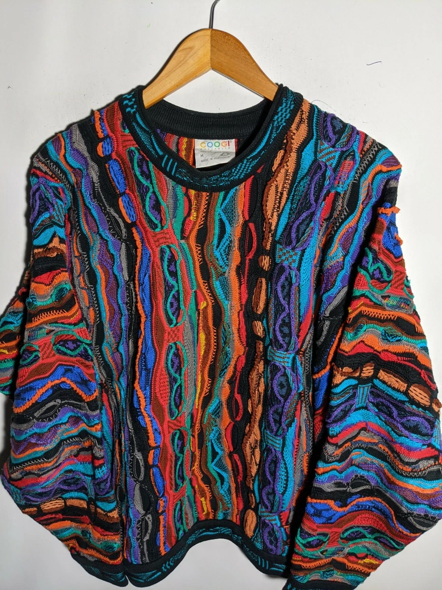 VTG COOGI Australia Knit Sweater 90s Biggie Cosby Bright Colors Sz