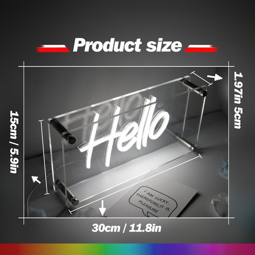 "Hello" Desk Lamp Neon Light Box USB LED Neon Sign Box For Party Bar Table Decor - Picture 3 of 8