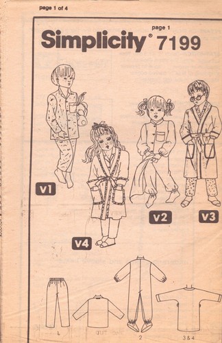 Simplicity 7199 Muster ~ Kindermantel, Pyjama und Schläfergröße Medium. - Bild 3 von 4