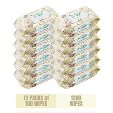 Predo Baby Wipes, 12 Packs, 1200 Wipes, Aloe, Vitamin E and Vitamin B5