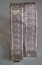 Men's Silver Finish $ Sign Fashion Dressy Casual Hip Hop Watch & Bracelet set