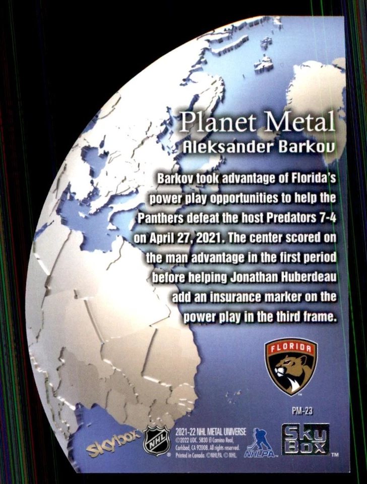 2021-22 SkyBox Metal Universe Planet Metal Aleksander Barkov #PM23 - Image 2 of 2