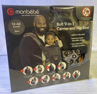 Ergonomic Monbebe Bolt 9-In-1 Baby Carrier Sling Backpack