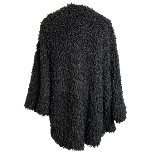 Lerche Damen Mantel schwarz Jacke vorne offen Blumen Spitze Boho Fransen Taschen Gr. L - Bild 2 von 10