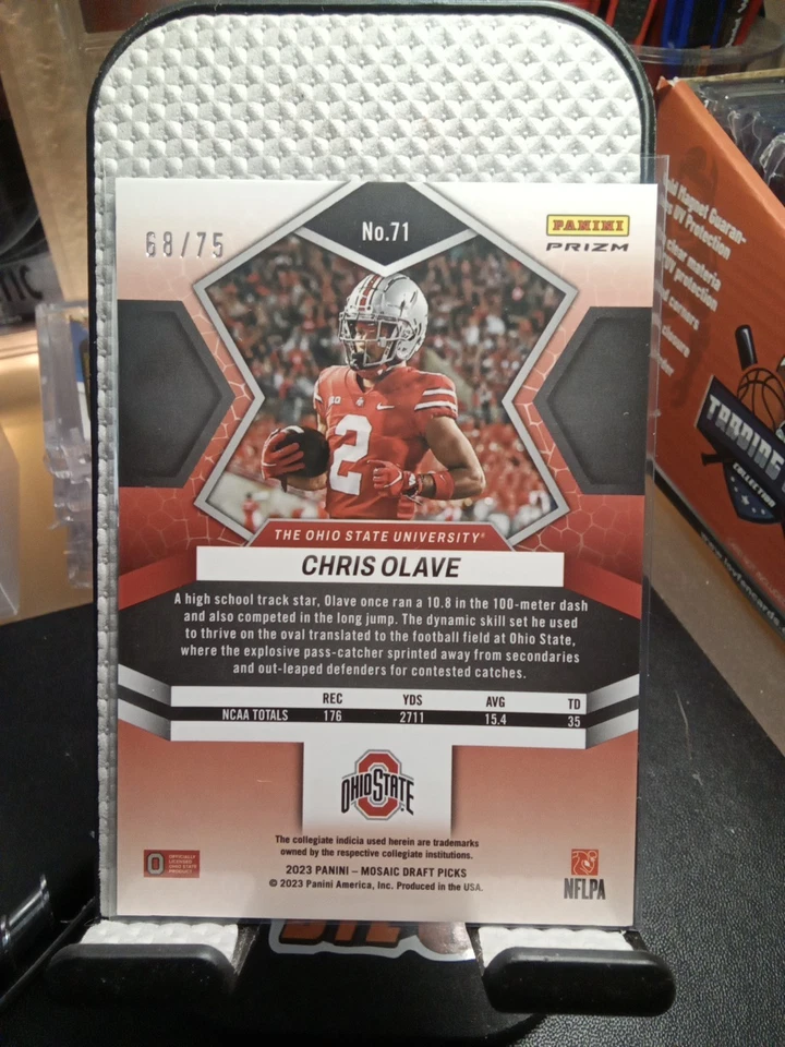 2023 Mosaic Draft Picks Blue & Red Mosaic/75 Chris Olave" - Image 2 of 2