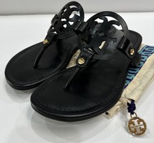 Tory Burch Miller Black Smooth Leather Sandals Sz 6 M