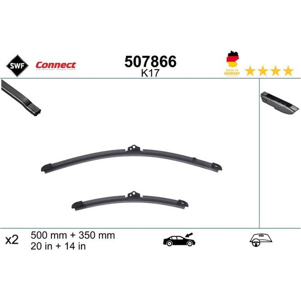 SWF 507866 Wischblatt FüR Smart Renault Fortwo Forfour Twingo 453 BCM BCA-image