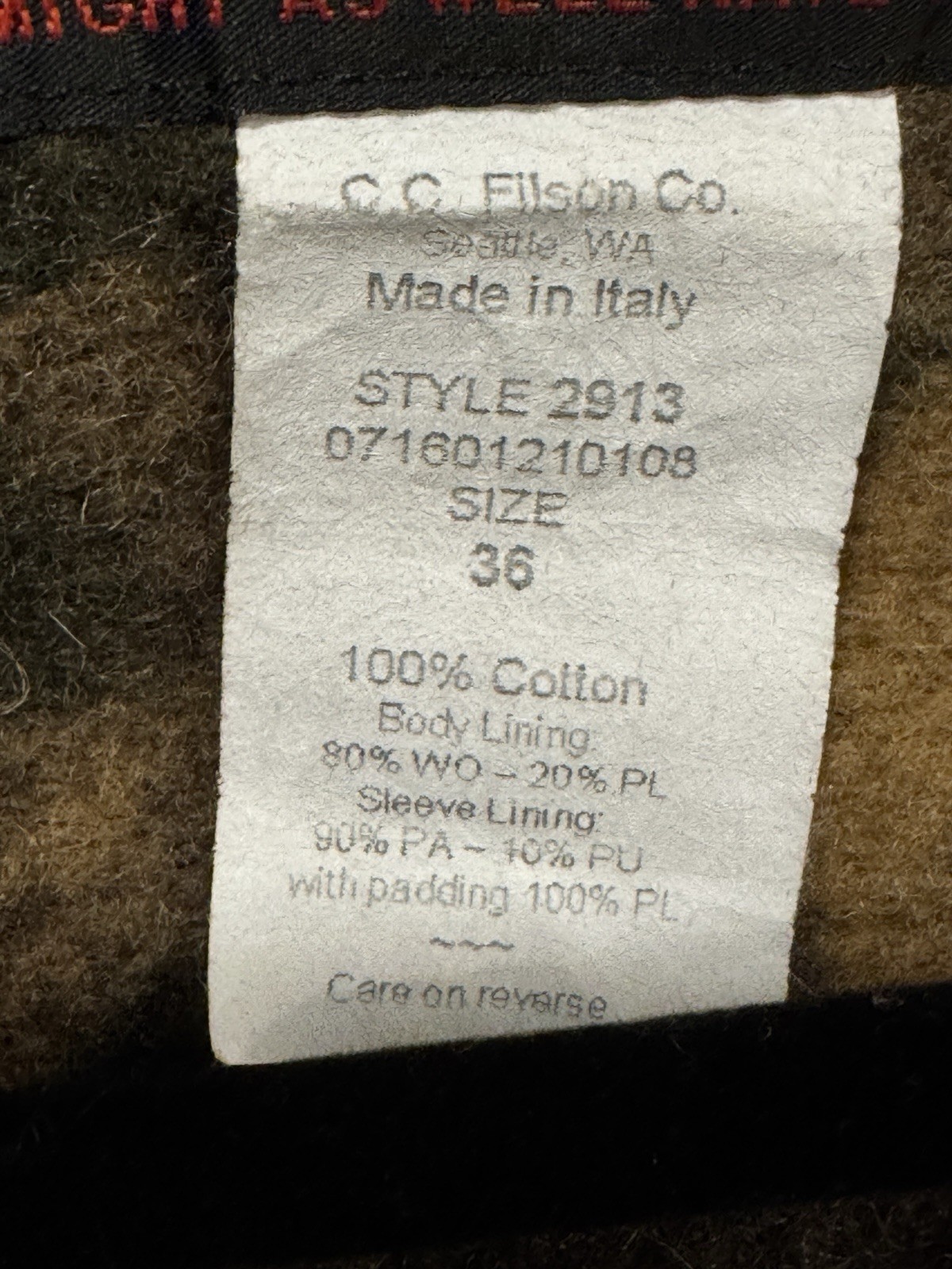 Filson Parka - Sherpa Lined - Rare  - 36- Waxed / Oiled - Italy image 8