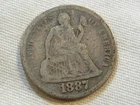 1887 seated liberty dime ten cent silver us coin