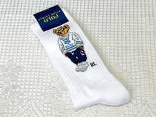 AUTHENTIC POLO COTTON BLEND RLAC BEAR CREW SOCKS RALPH LAUREN WHITE MENS 10-13