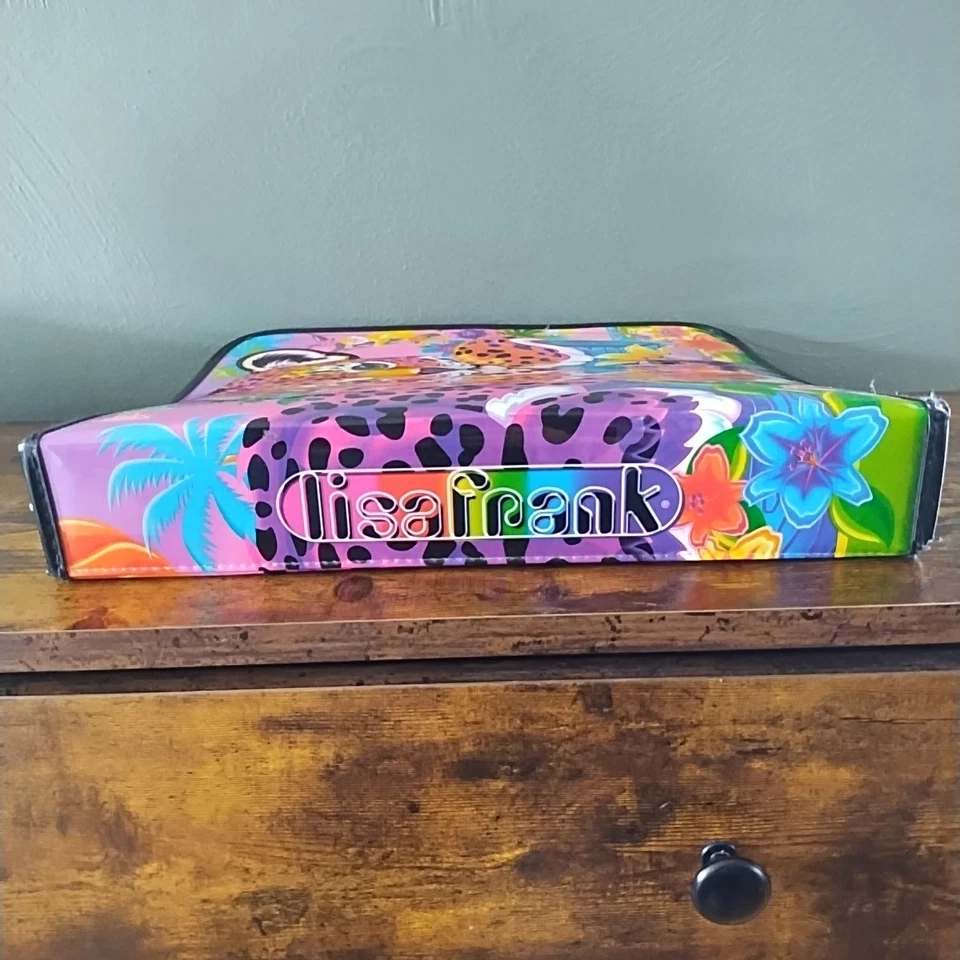 Carpeta de 3 anillos Y2K años 90 vintage Lisa Frank selva leopardo cremallera trampero guardián Foto 3 de 4
