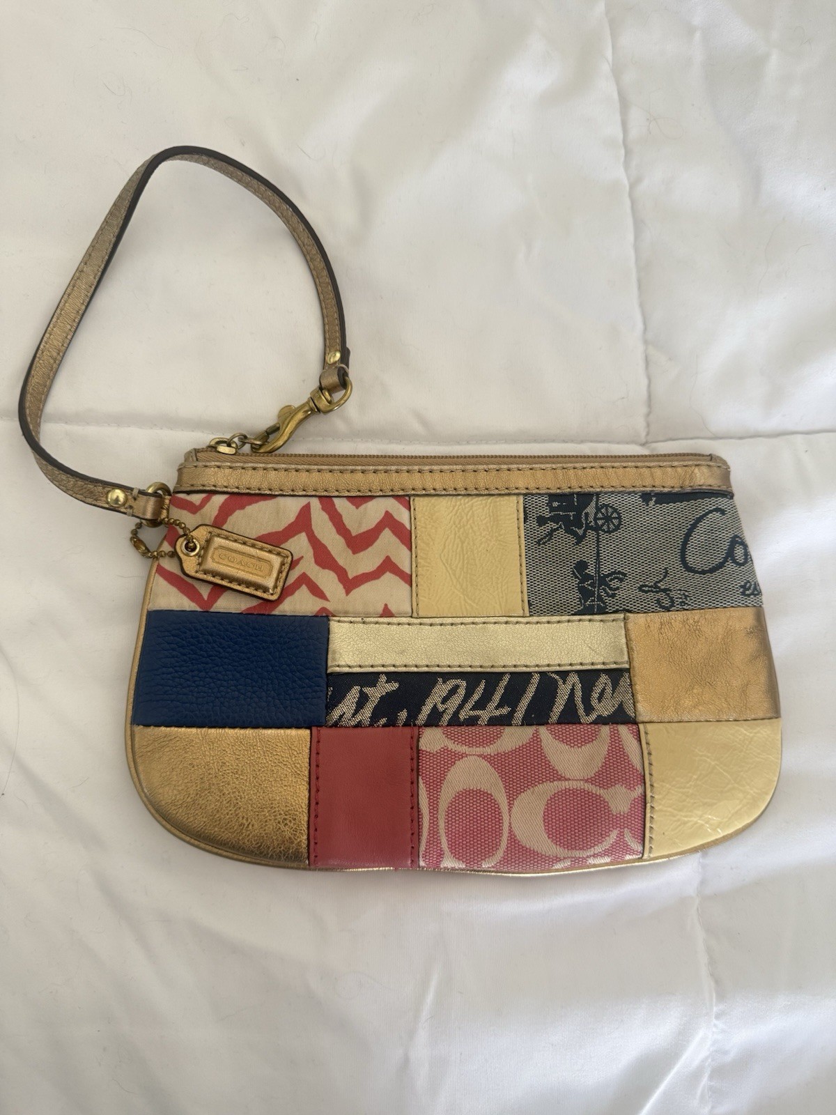 Coach Patchwork Wristlet Multicolor Bag Gold Red … - image 1