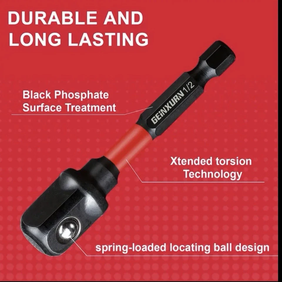 Stecknuss Bit Adapter Sechskant-Antrieb auf 1/4", 3/8", 1/2" Vierkant-Abtrieb - Bild 3 von 4