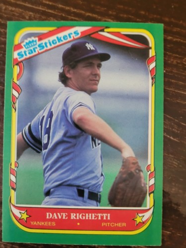 Dave Righetti 1987 Fleer Star Sticker , New York Yankees