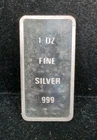 Silver 1  Oz Fine Silver 999 Bar #7087