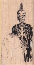Skeleton Punk/Tombstone 1 3/4 x 3" Rubber Stamp, Halloween Stamp, Halloween